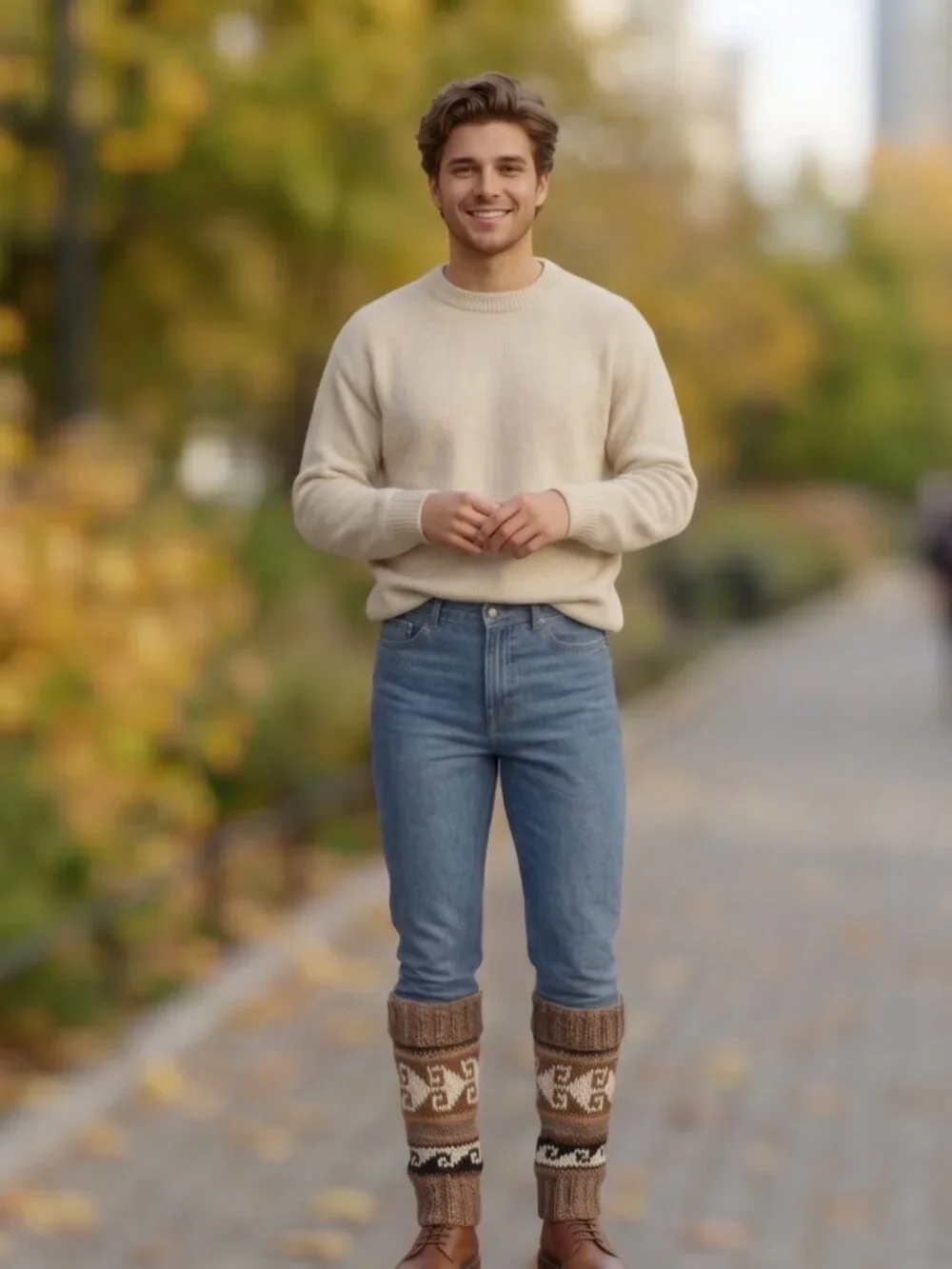 Warm Alpaca Wool Booties with Andean Designs for Winter